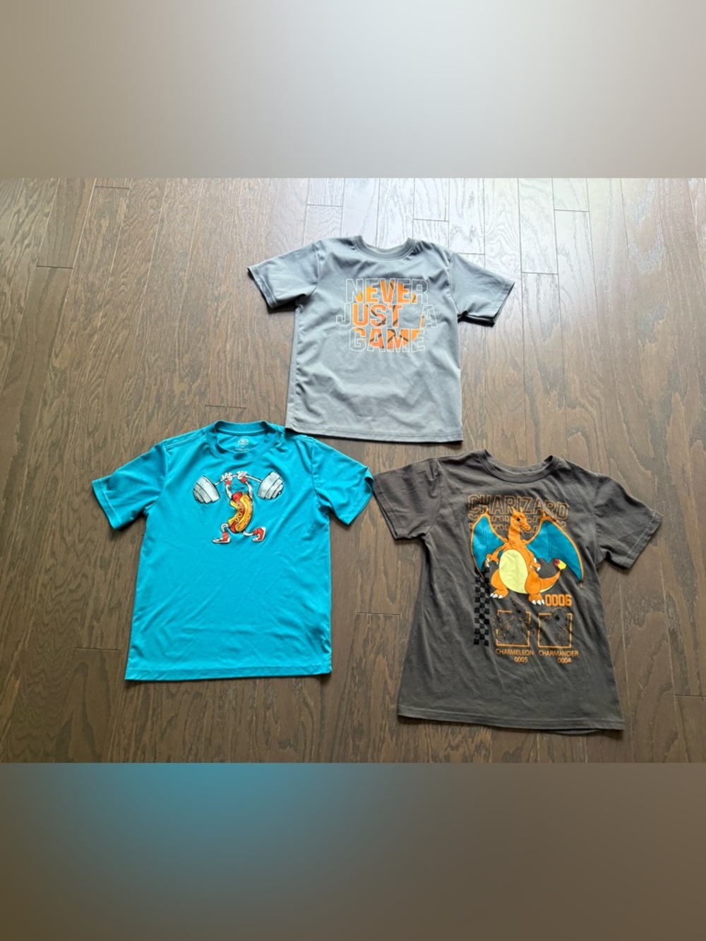 Boys kids t shirts lot sz 8 & 8/10 athletic pokemon charizard sports